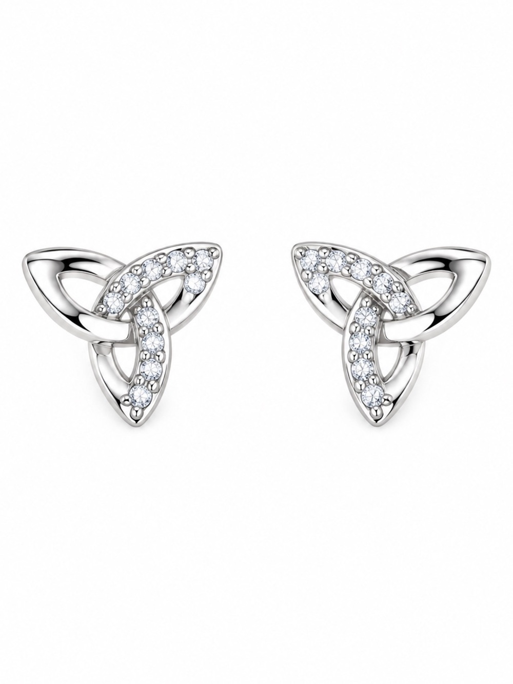 Celtic Knot Silver Stud Crystal Stud Earrings